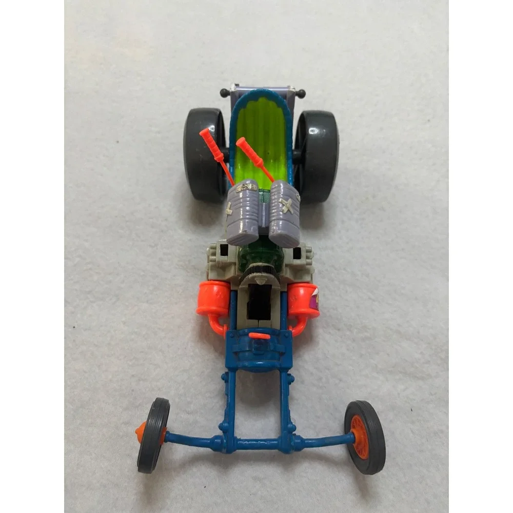 Vintage TMNT Pizza Powered Dragster Vehicle Playmates 1990s Blue Green Orange